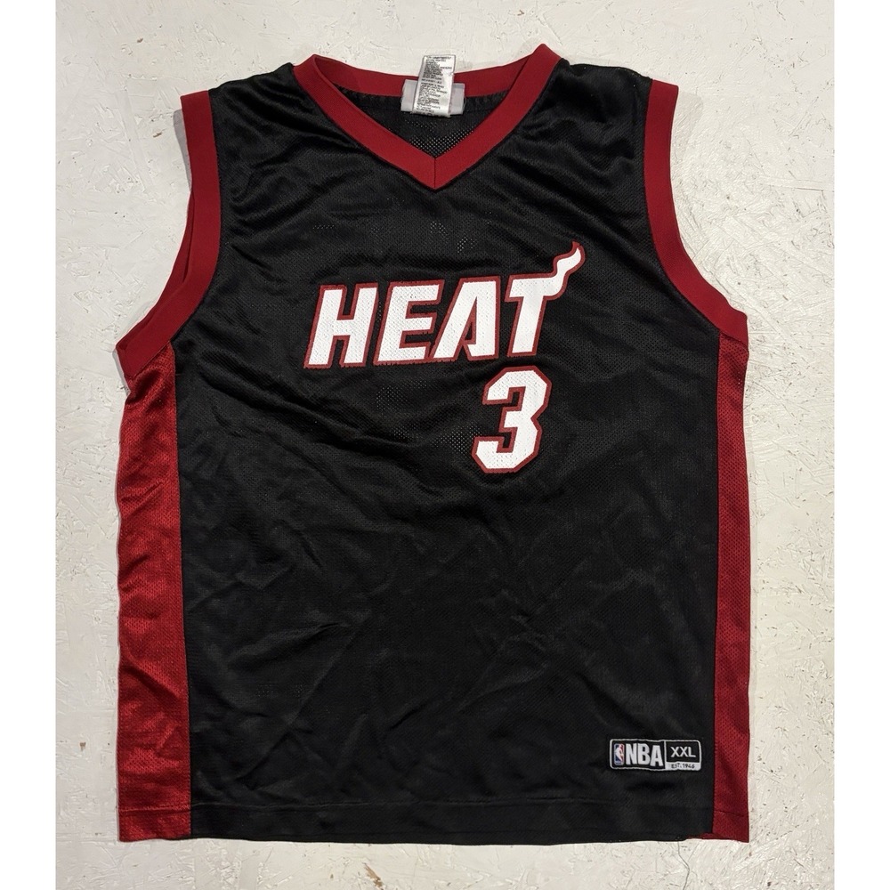 NBA Youth Dwayne Wade Miami‎ Heat Jersey Black Vintage Size 2XL Basketball